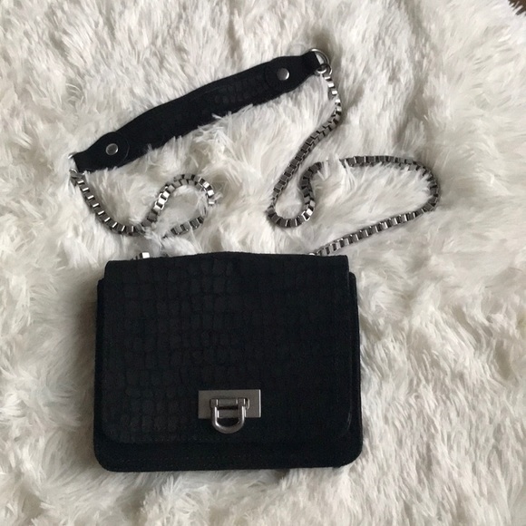 Maje Handbags - Maje black crocodile suede chain crossbody bag